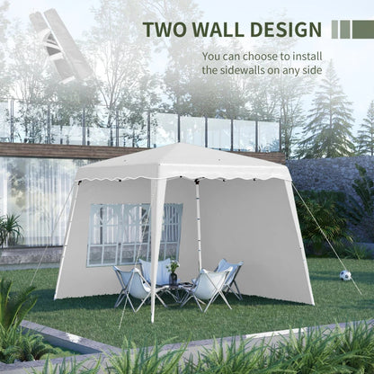 Paviljoen - Tuinpaviljoen - Partytent - Tuintent - Pop-up Kliksysteem - Stabiel Opvouwbaar - Waterdicht - Winterbestendig - met 2 Zijwanden - Oxford-stof - 2.89 x 2.89 m - Wit