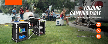 Keukentafel - Buiten Keukentafel - Kookrek - met Draagtas - Opvouwbare Opbergruimte - X-vormig - Aluminiumlegering Beugel - voor BBQ - Picknick - Camping - Zwart