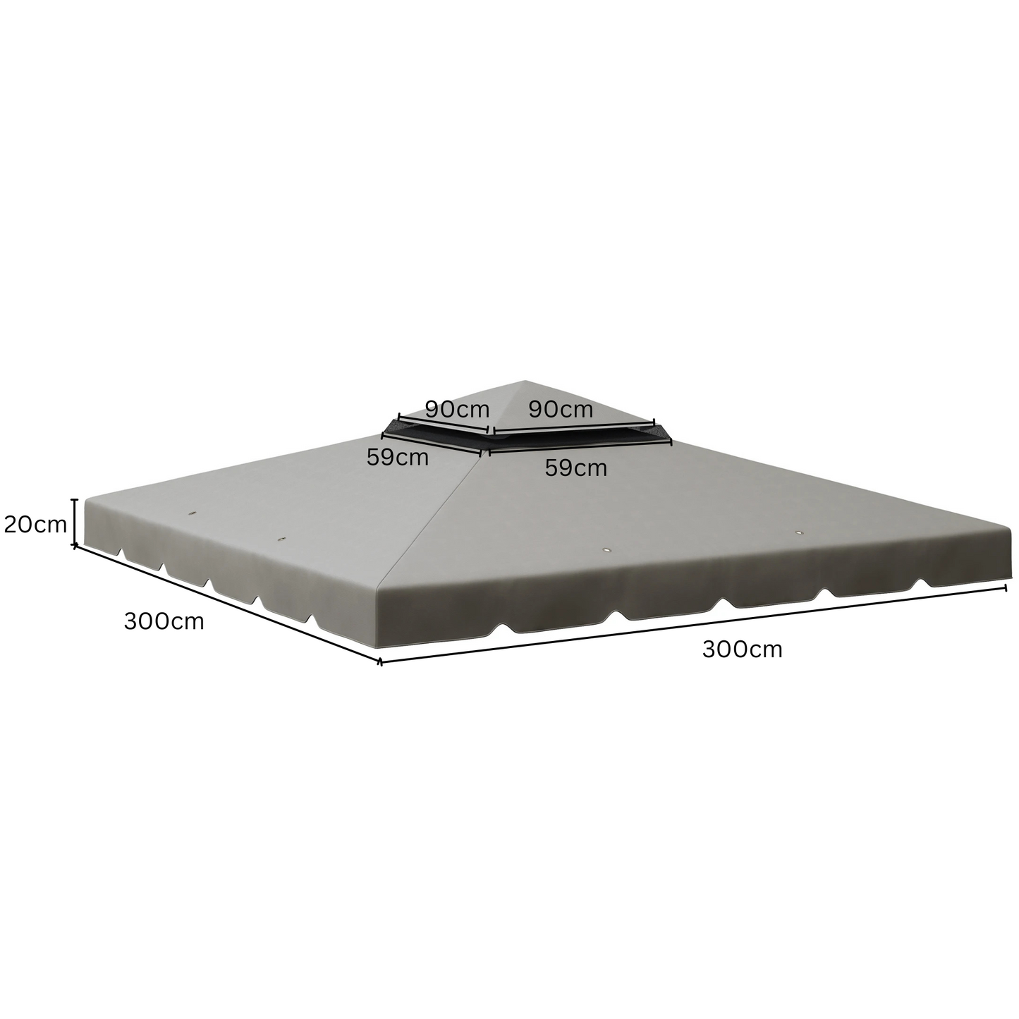Gazebo - Tuin Dak - Reservedak - 2 Niveaus - Pergola Awning - met 170 g/m² Ademend Anti-UV Polyesterweefsel - PA-Coating - Stevig - Durzaam - voor Tuin - Buiten - 3 x 3 m - Lichtgrijs - QUORE