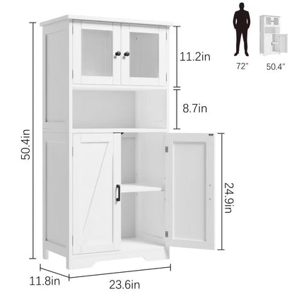Hoogslank Badkamerkast – Staande Opbergkast – Kolomkast – Verticaal Rek – Badkamermeubel – Verstelbare Planken – Massief Houten Constructie – Modern Grijs Met Glasdeur