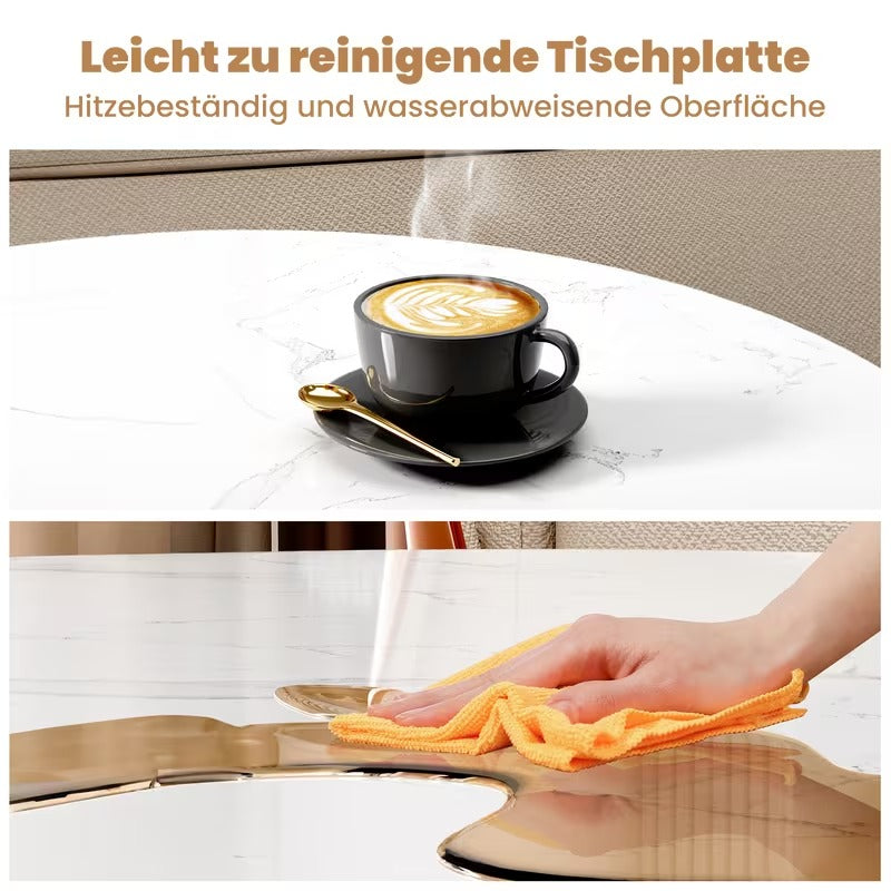 Tuinset – Koffietafel – Bijzettafel – Loungeset – Balkonset – Marmeren Blad – Weerbestendig Aluminium – Ronde Tafels 33,5×60 & 45×80 cm