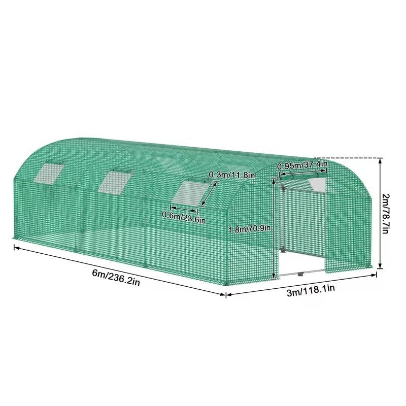Kas – Tuinkas – Broeikas – Kweekkas – Tomatenkas – 3x4m 12㎡ – Gegalvaniseerd Stalen Frame – UV-Resistente Met Hor