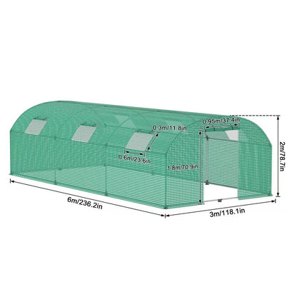 Kas – Tuinkas – Broeikas – Kweekkas – Tomatenkas – 3x4m 12㎡ – Gegalvaniseerd Stalen Frame – UV-Resistente Met Hor