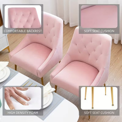 Eetkamerstoelen Set – Dining Stoelen – Tafelsstoelen – Stoel Bekleed – Eetkamer Stoel Mid-Century – Grijs Fluweel – Gouden Metalen Poten – Comfortabele Zachte Zitting – Stevig Frame