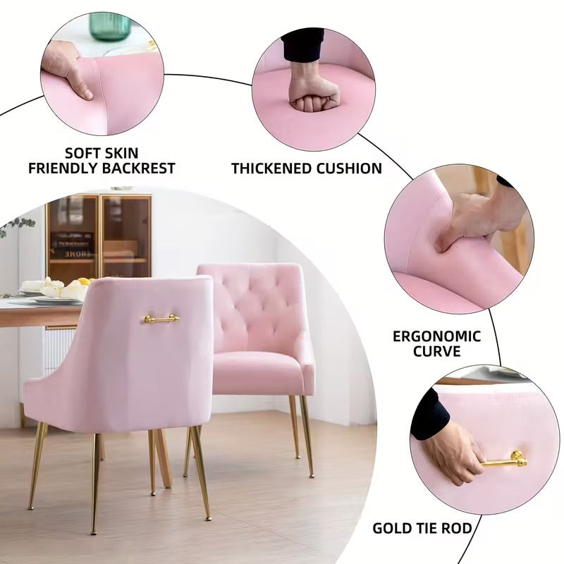 Set van 4 Moderne Eetkamerstoelen – Design Stoelen – Fluwelen Stoelen – Velours Stoelen – Grijze Stoelen – Gouden Metalen Poten – Zachte Kussens – Stevig Frame