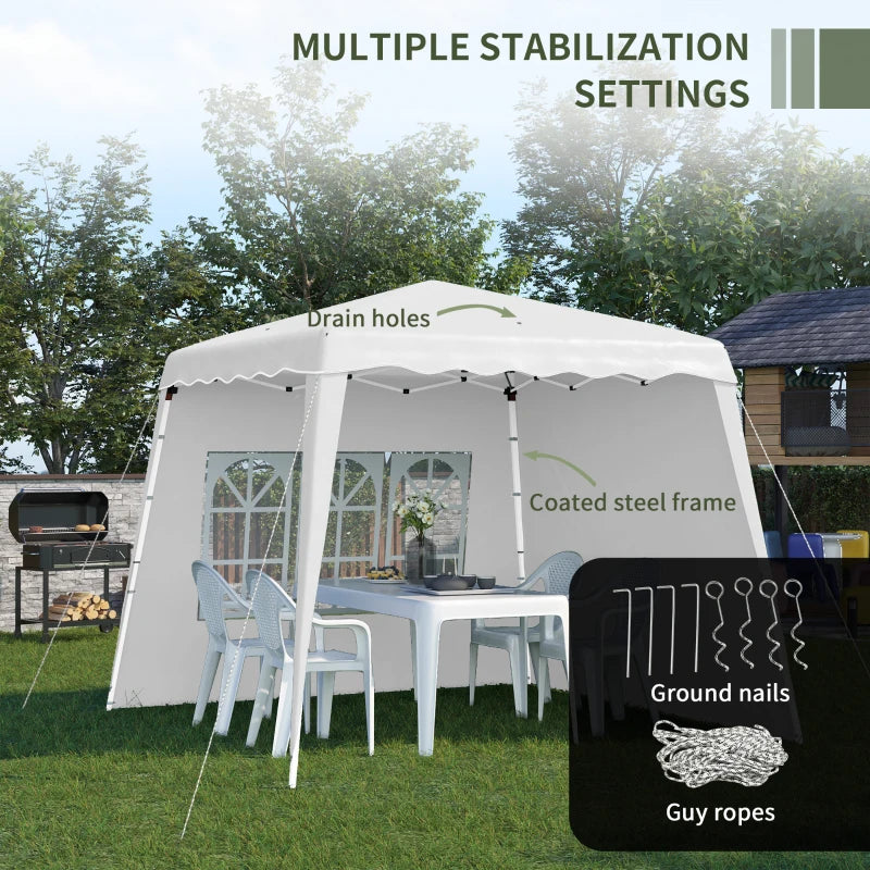 Paviljoen - Tuinpaviljoen - Partytent - Tuintent - Pop-up Kliksysteem - Stabiel Opvouwbaar - Waterdicht - Winterbestendig - met 2 Zijwanden - Oxford-stof - 2.89 x 2.89 m - Wit