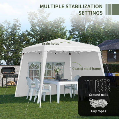 Paviljoen - Tuinpaviljoen - Partytent - Tuintent - Pop-up Kliksysteem - Stabiel Opvouwbaar - Waterdicht - Winterbestendig - met 2 Zijwanden - Oxford-stof - 2.89 x 2.89 m - Wit