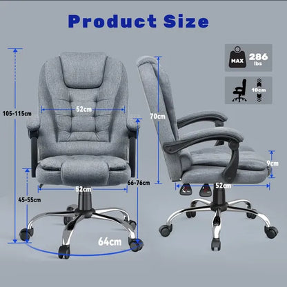 Ergonomische bureaustoel - Gaming stoel - Stoel - Kantoor - Wielen - Grijs