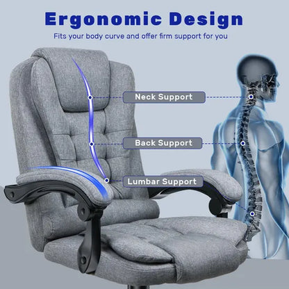 Ergonomische bureaustoel - Gaming stoel - Stoel - Kantoor - Wielen - Grijs