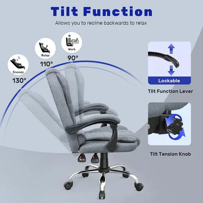 Ergonomische bureaustoel - Gaming stoel - Stoel - Kantoor - Wielen - Grijs