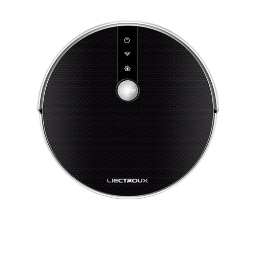 LIECTROUX - Robotstofzuiger - Kaartnavigatie - Smart Partition - WiFi-app - 6KPa zuigkracht - Droge en natte dweil - Desinfectie - Superdun - Zwart - QUORE