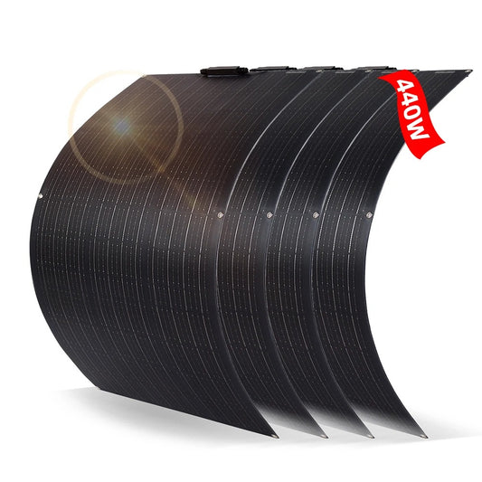 Zonnepaneel - Opvouwbaar zonnepaneel - zonnepanelen compleet pakket - Monokristallijn silicium - 110W per paneel - 440W Totaal- 18V - Zwart - QUORE