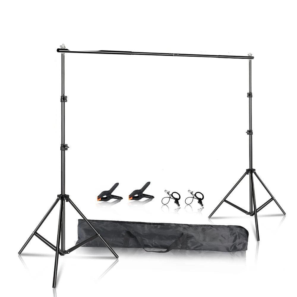 SH - Achtergrondstandaardset - 2x2m - Fotografie Fotoachtergrondstandaard Verstelbaar - Verdikt Stevig - Zonder Zandzak - Zwart - QUORE