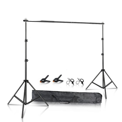SH - Achtergrondstandaardset - 2x2m - Fotografie Fotoachtergrondstandaard Verstelbaar - Verdikt Stevig - Zonder Zandzak - Zwart - QUORE