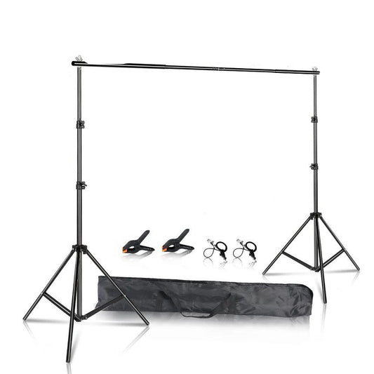 SH - Achtergrondstandaardset - 2x2m - Fotografie Fotoachtergrondstandaard Verstelbaar - Verdikt Stevig - Zonder Zandzak - Zwart - QUORE