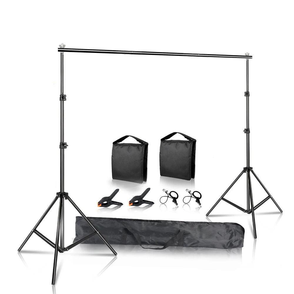 SH - Achtergrondstandaardset - 2x3m - Fotografie Fotoachtergrondstandaard Verstelbaar - Verdikt Stevig - Nieuwe Flexibele Zandzak - Zwart - QUORE