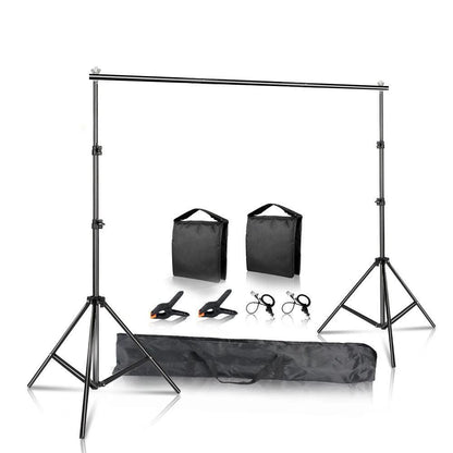 SH - Achtergrondstandaardset - 2x3m - Fotografie Fotoachtergrondstandaard Verstelbaar - Verdikt Stevig - Nieuwe Flexibele Zandzak - Zwart - QUORE