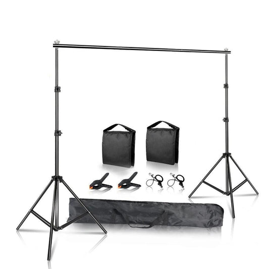 SH - Achtergrondstandaardset - 2x3m - Fotografie Fotoachtergrondstandaard Verstelbaar - Verdikt Stevig - Nieuwe Flexibele Zandzak - Zwart - QUORE
