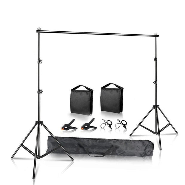SH - Background Stand Set - 2x3m - Photography Photo Background Stand Adjustable - Thickened Sturdy - New Flexible Sandbag - Black