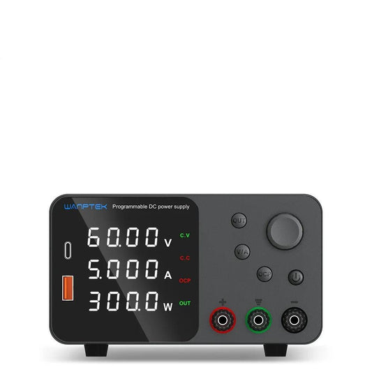 Wanptek - Voeding - Omvormer - Regelbare spanningsregelaar 30V - 10A - 4-cijferig wit display - Mini Lab Voeding - Laboratorium tafelvoeding - Zwart - QUORE