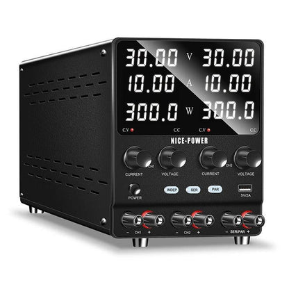 Voeding - Omvormer - 30V - 10A - 300W - AC 220V - Regelbare spanningsregelaar - Dual-Channel Variabele DC-voeding - Zwart