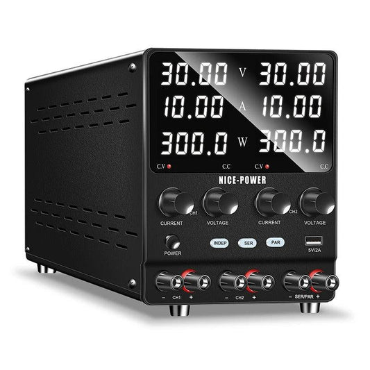 Voeding - Omvormer - 30V - 10A - 300W - AC 220V - Regelbare spanningsregelaar - Dual-Channel Variabele DC-voeding - Zwart