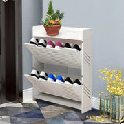 Shoe Cabinet - Shoe Bench - Shoe Rack - 2 Flip Drawers Shoe Cabinet - Freestanding Shoe Organizer - Entrance Cabinet - White