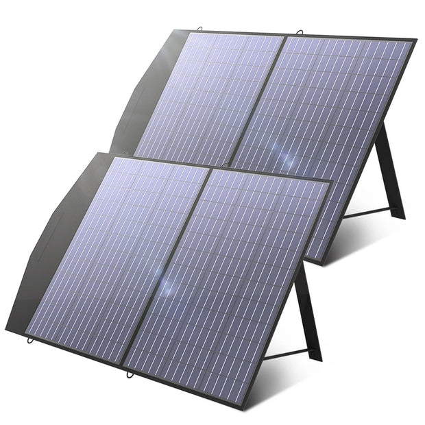 AllPowers - Zonnepaneel - Draagbaar - Waterdicht - Opvouwbaar zonnepaneel - voor Camping RV Tuin Dak - 2 x 100W - Polykristallijn Silicium - Zwart