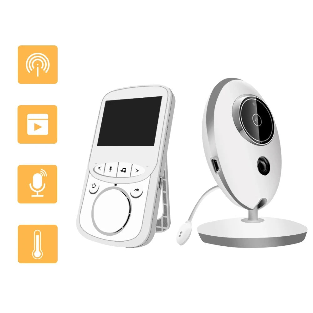 Baby Monitor - Baby Monitor with Camera - Baby Monitor - Indoor Camera - Temperature Monitoring - IR Audio Video - Intercom - 2.4 Inch LCD - 750 mAh - CMOS - White