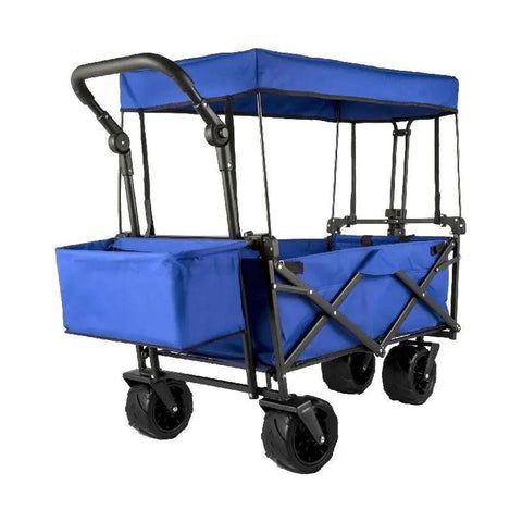 Vevor - Deeper Festival Trolley - Adjustable Handlebar - Foldable Cart - Adjustable Handlebar - Removable Awning - Oxford Cloth - Foldable Shopping Trolley for Outdoor, Camping and Beach - Blue