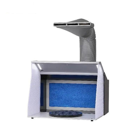 Airbrush - Airbrush spuitcabine - Draagbaar - Airbrush verfspuitcabine kit - met 4 LED-lampen - Krachtige dubbele afzuigventilatoren - Zilver