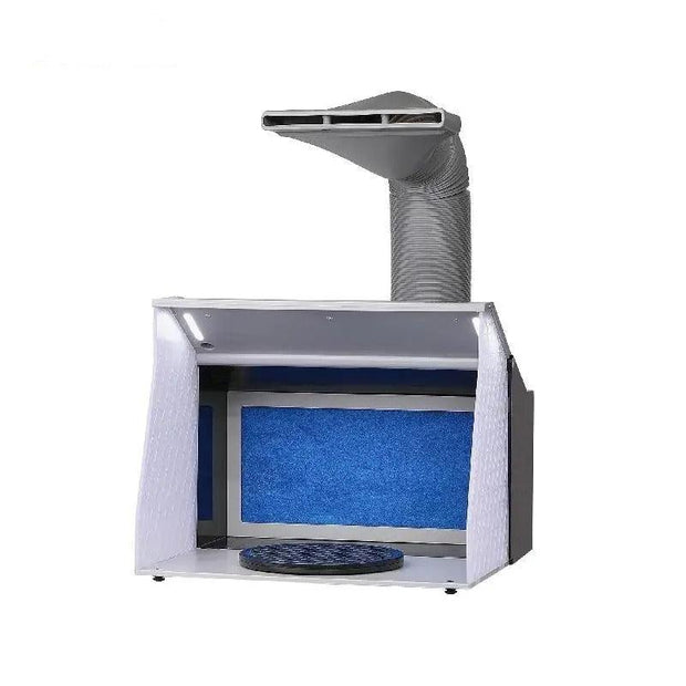 Airbrush - Airbrush spuitcabine - Draagbaar - Airbrush verfspuitcabine kit - met 4 LED-lampen - Krachtige dubbele afzuigventilatoren - Zilver