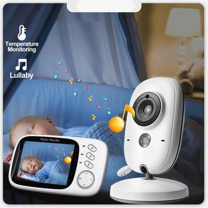 Babyfoon - Babyfoon met Camera - Baby Monitor - Binnencamera - 750mAh Li-polymer - 2.4G -  3.2 Inches LCD - 320 x 240pxl - 2-weg audio - Nachtzicht - CMOS - Wit - QUORE