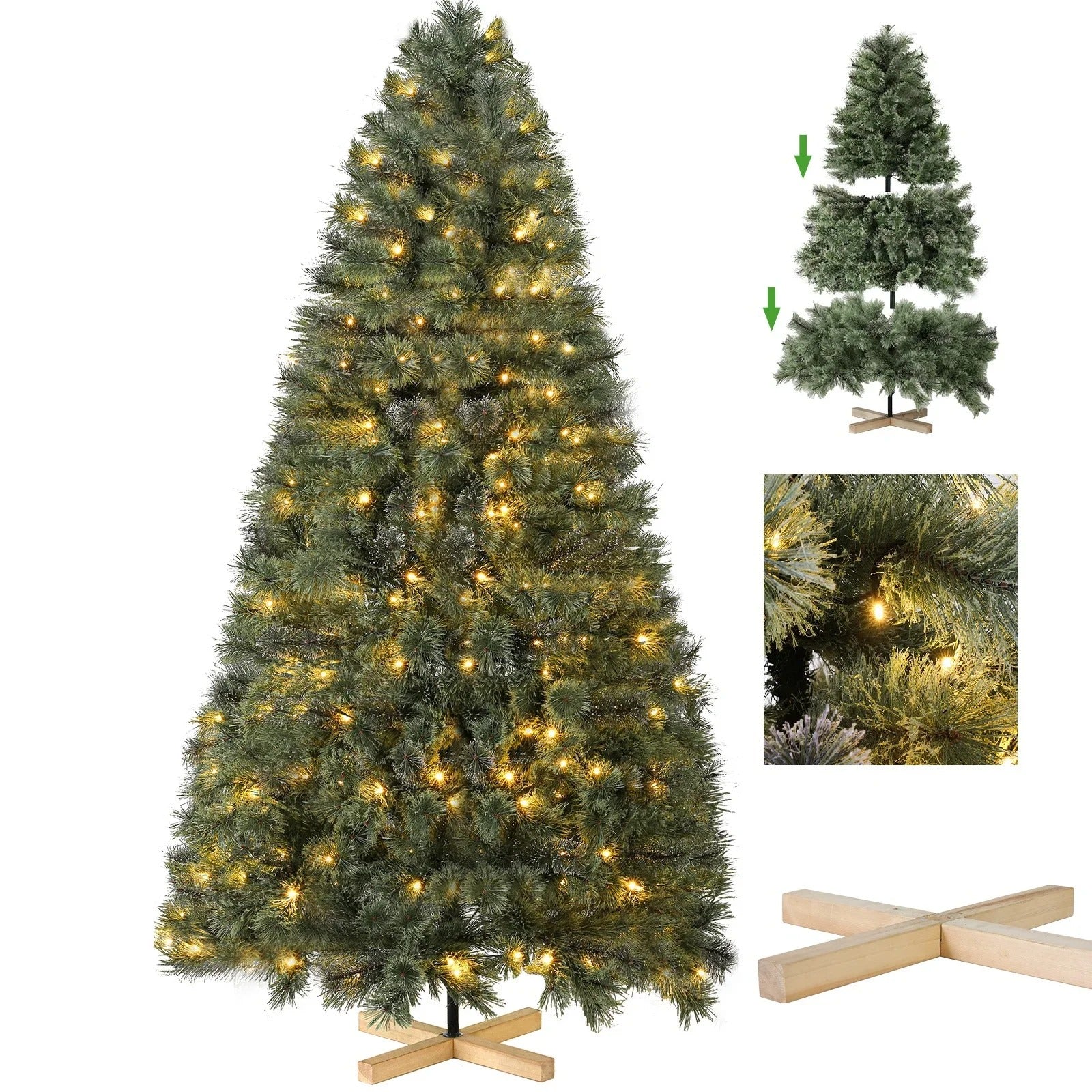 Kunstkerstboom - kerstboom Kunststof - Triumph Tree - PVC-bladboom - Voor Huisdecoratie, Tuin, Winkelcentrum & Restaurant - 180cm Zonder Verlichting - Groente - QUORE