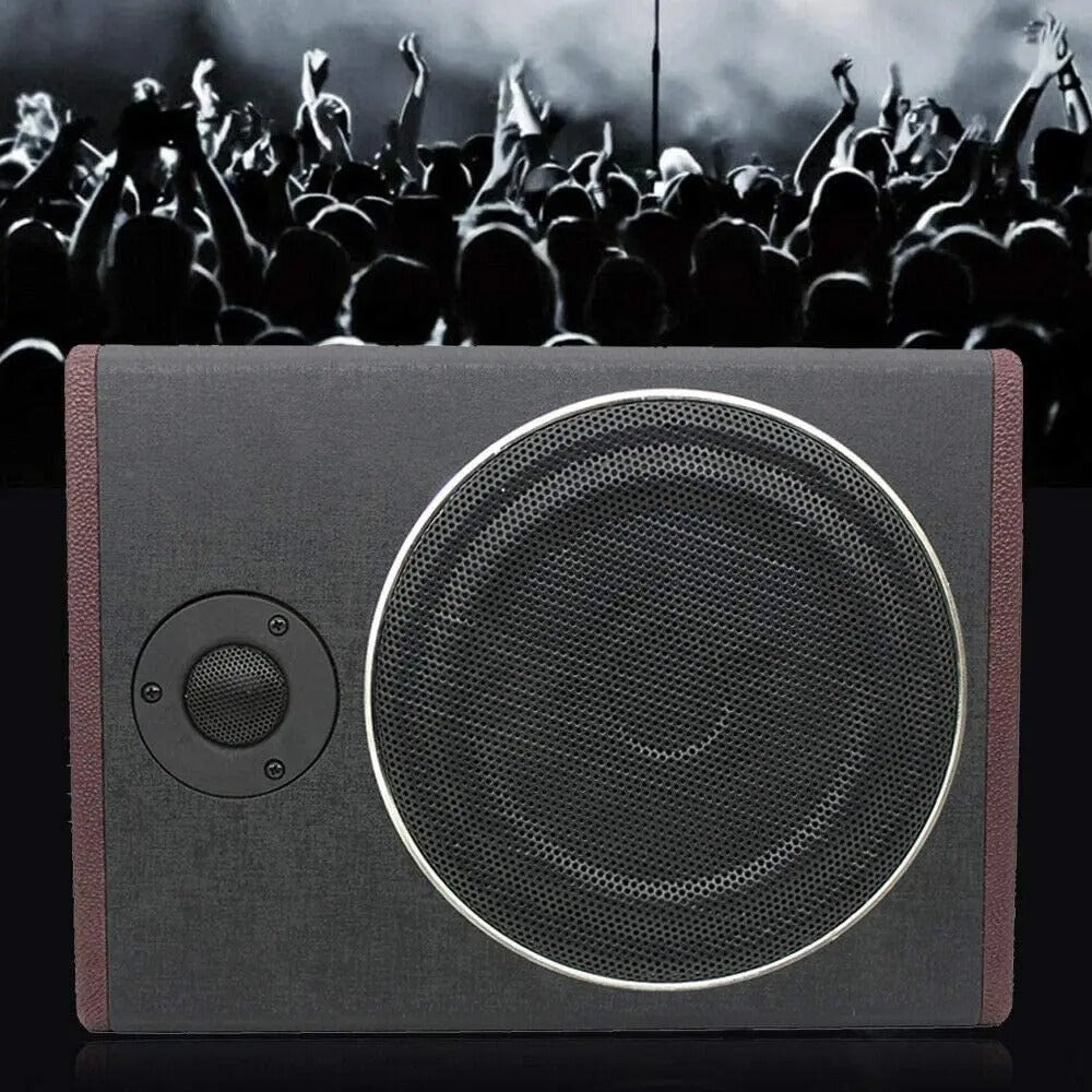 Car Subwoofer Audio - Ultra Thin - Car Underseat Active Subwoofer - Car Speaker - 12V - 600W - Stainless Steel - 8 Inch - Vehicle Audio - Black