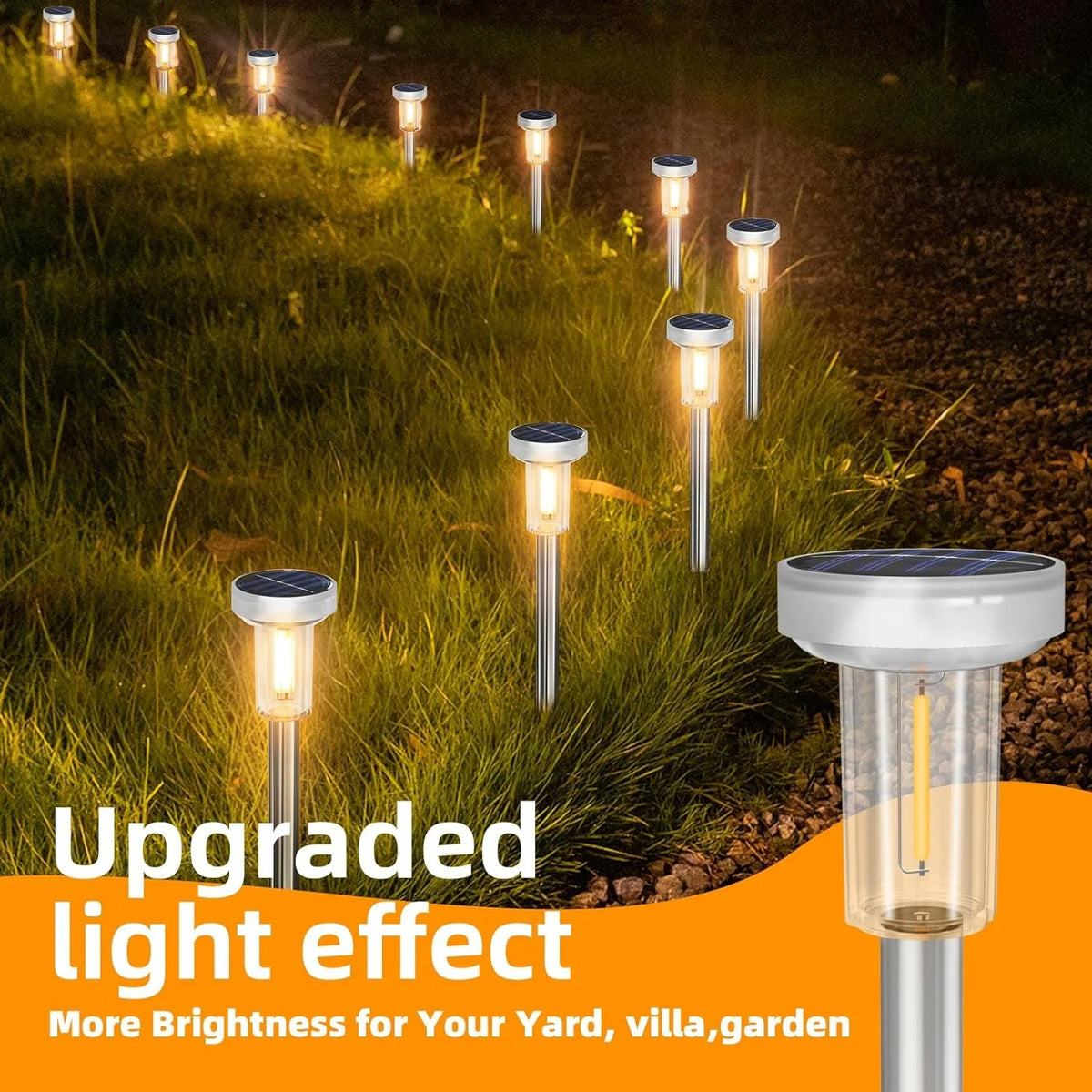 Solar Garden Lighting - Solar Garden Spotlight - Outdoor Solar Lawn Lighting - Waterproof - Courtyard and Garden Decoration - 2 Pieces - Warm White
