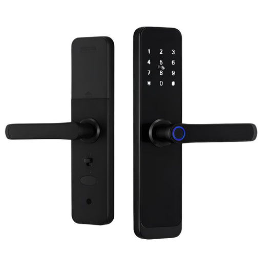 Raykube - Slank Deurslot - Smart Lock - Elektrisch Deurslot - Geen Insteekslot - APP - Bluetooth - Mechanische sleutels - Kaart - WIFI - Wachtwoord - Vingerafdruk - Zwart