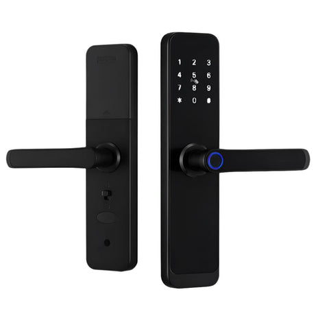 Raykube - Slank Deurslot - Smart Lock - Elektrisch Deurslot - Geen Insteekslot - APP - Bluetooth - Mechanische sleutels - Kaart - WIFI - Wachtwoord - Vingerafdruk - Zwart