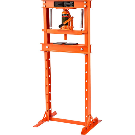 Vevor - Hydraulisch H-frame - Verstelbare werkplaatspers - met platen 6T - voor garages of professionele werkplaatsen - Oranje