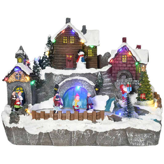 Homcom - Christmas Villages - Christmas Village Decoration - Christmas Villages with Lights - Resin Material - Multicolored