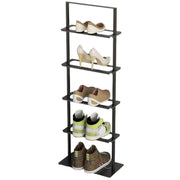 Shoe cabinet - Shoe bench - Shoe rack - Metal shoe rack - 5 layers - Vertical shoe rack - for small spaces - Sturdy shoe tower - Black