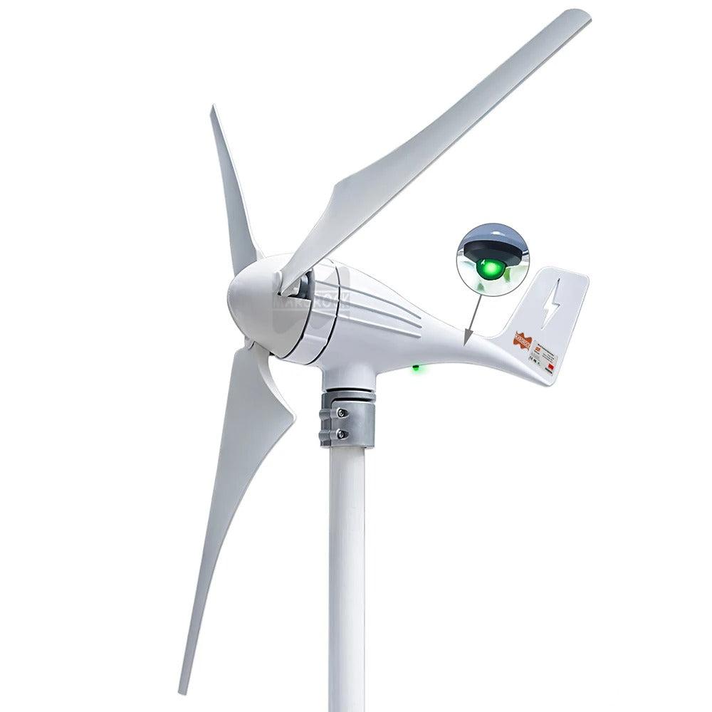 Windturbine - Windmolen Generator - Windturbine Generator - Wind Turbine - Windenergie - LED-indicator - 3 Deltavleugel - 12V - 600W - Wit - QUORE