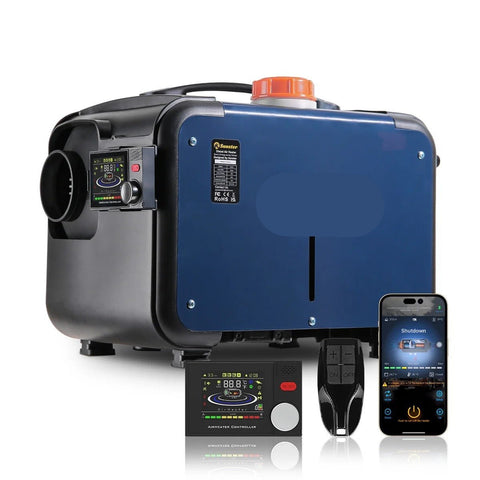 Dieselverwarmer - Elektrische Kachel - 8KW - Bluetooth-app en Afstandsbediening - Ultrastille Nachtverwarming voor Camper, Camper, Tent, Huis - A2105L-Schakelaar - Blauw