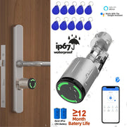 Slank Deurslot - Smart Lock - Elektrisch Deurslot - IP67 - Elektronische deurslotcilinder - TTLock - App-bediening - Anti-boor - Slot met afstandsbediening - Zilver