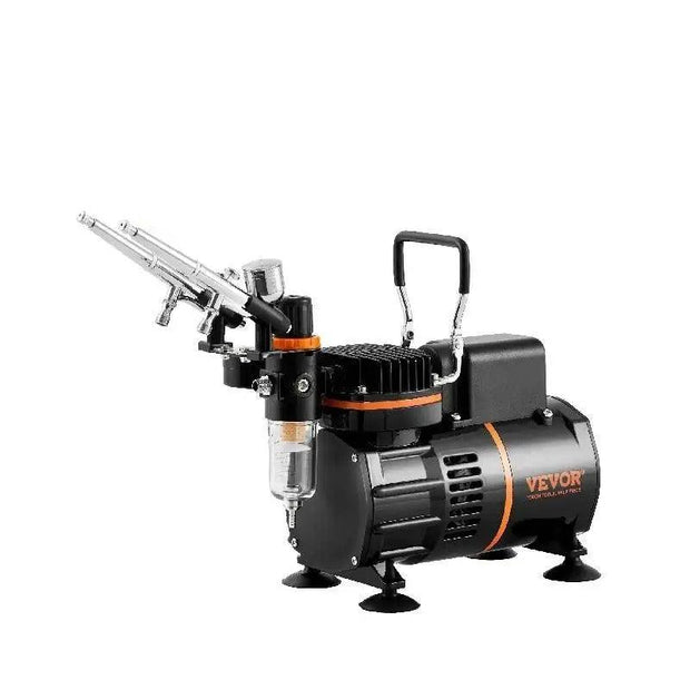Airbrush - Airbrush Kit - Dual Fan - Professional Airbrushing System Kit - met Airbrushes Mengwiel Reinigingsborstelset - Zwart