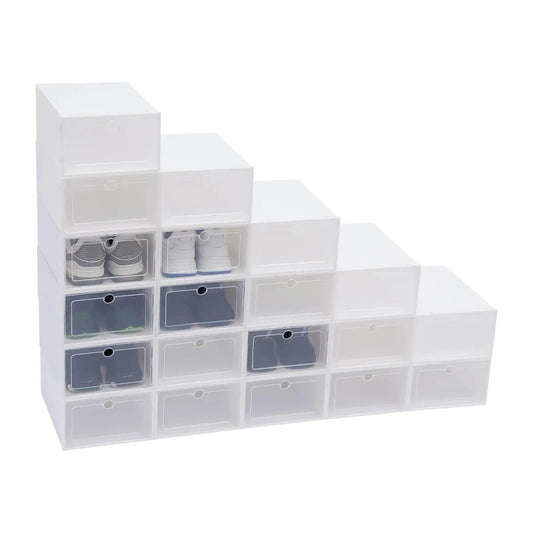 Schoenenkast - Schoenenbank - Schoenenrek - Opvouwbare opbergruimte - Verdikt - Transparant - Stapelbare plank - 24-vaks - Wit