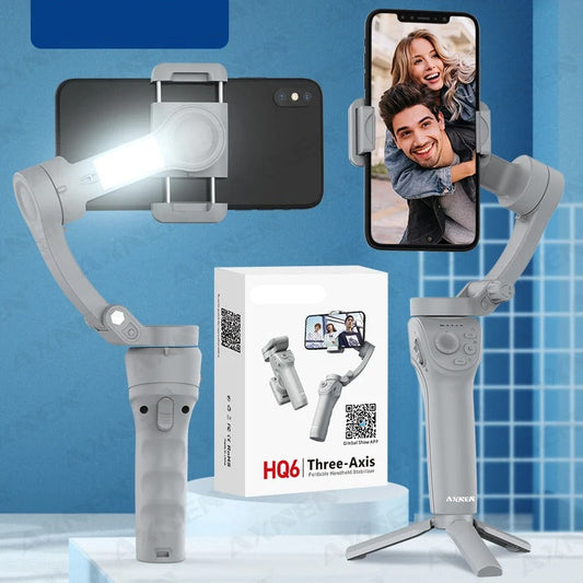 Gimbal Smartphone - Gimbal voor Smartphone & Camera - Handheld spiegelloos - 3-assige - Handheld Gimbal - met Smart Tracking - Invullicht - Zoom - Stabilisator voor iPhone Android - Wit - Optie 5 - QUORE