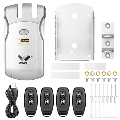 Slank Deurslot - Slim Deurslot - Smart Lock - Smart Door Lock - Elektrisch Deurslot - Elektronisch Draadloos Sleutelloos - Dealbolt Slot - Afstandsbediening - Alleen slot - Zinklegering - Zilver - QUORE