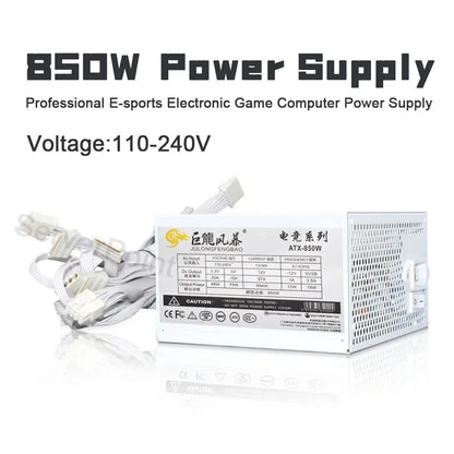Senlifang - Voeding - Interne voeding - Voor gaming desktopcomputer PSU - 850W - Maximale piek 1000W - Volledig modulair - ATX PSU - 110-240V - Wit - QUORE