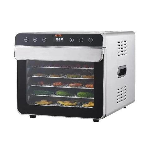 Vevor - Food Dehydrator - Drying Oven - Food Dehydrator - 700W - Stainless Steel - Digital Adjustable Timer and Temperature - Silver